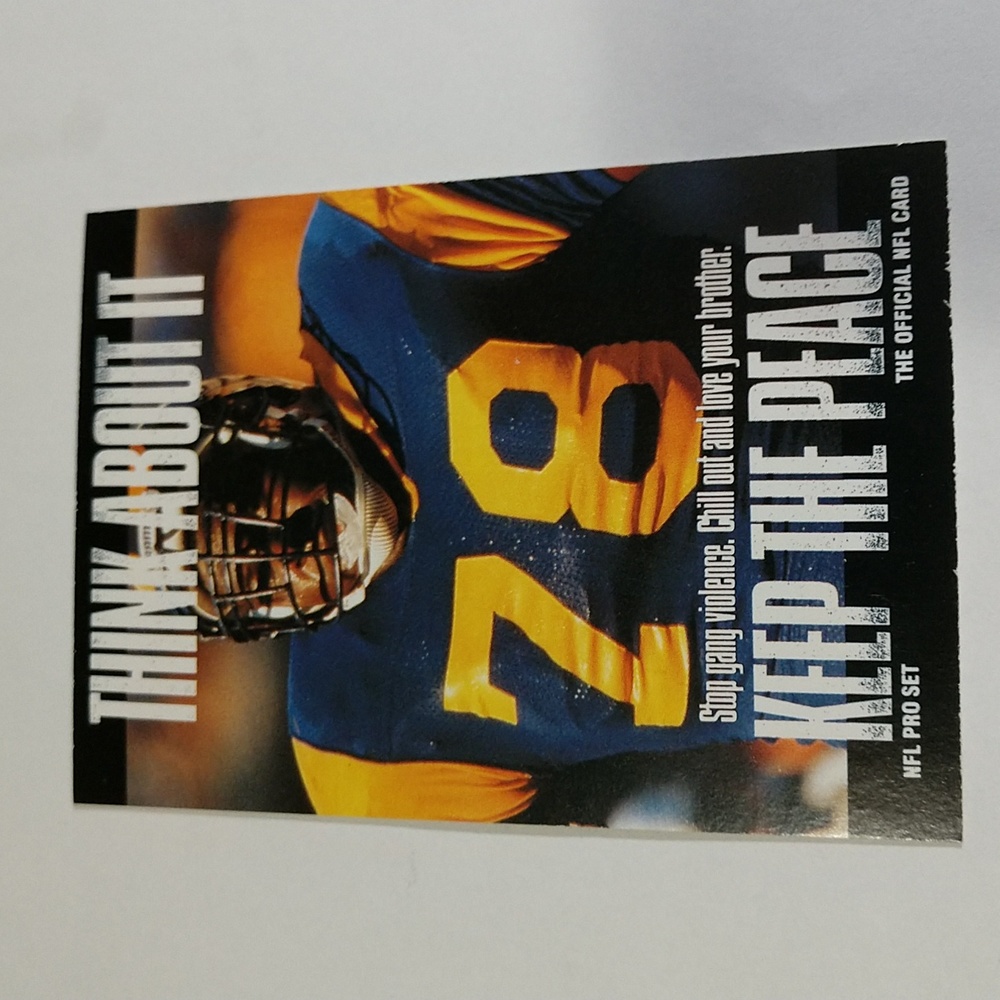 🏈1991 Pro Set # 378 JACKIE SLATER Los Angeles Rams KEEP THE PEACE